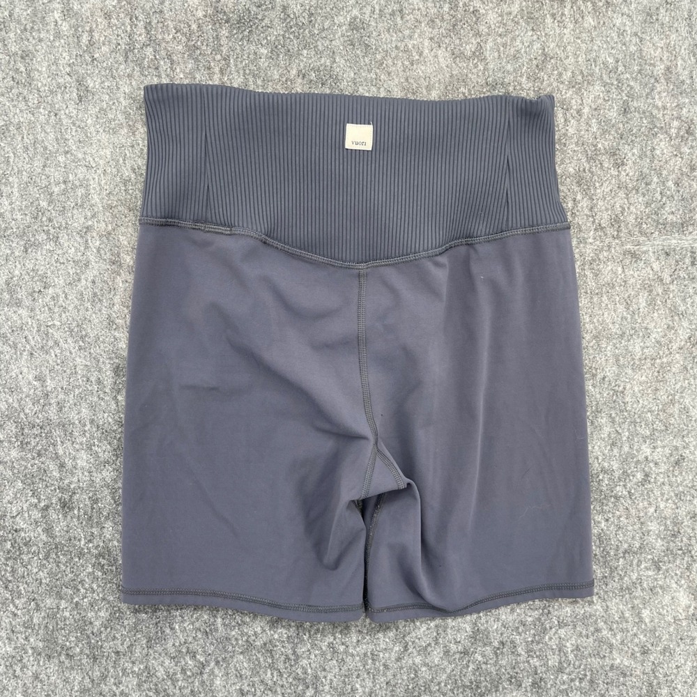 Vuori Shorts Womens Medium High Rise Ribbed Waist Biker Charcoal Gray